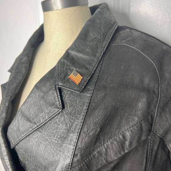 G-III Global Identity Leather Jacket Black Size Medium Vintage 80's 90's Cropped - Picture 4 of 8